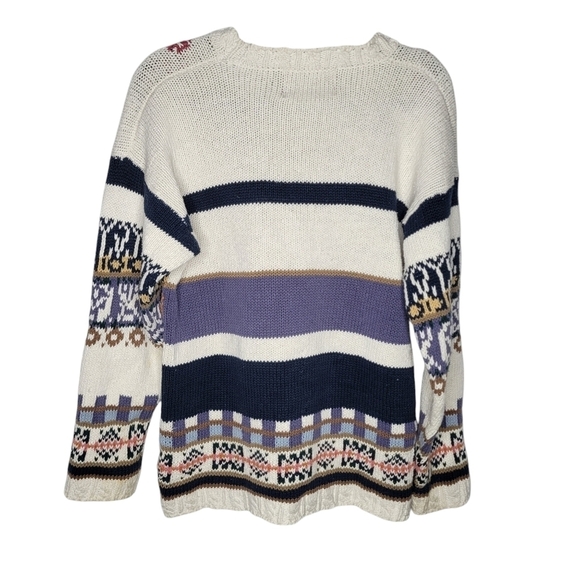 Vintage 90s Floral Cross Stitch Style Crystal-Kobe Sweater - Picture 2 of 4